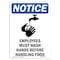 Signmission OSHA Notice, 7" Height, Employees Must Wash Sign With Symbol, 7" X 5", Portrait OS-NS-D-57-V-11978 - alternate 1